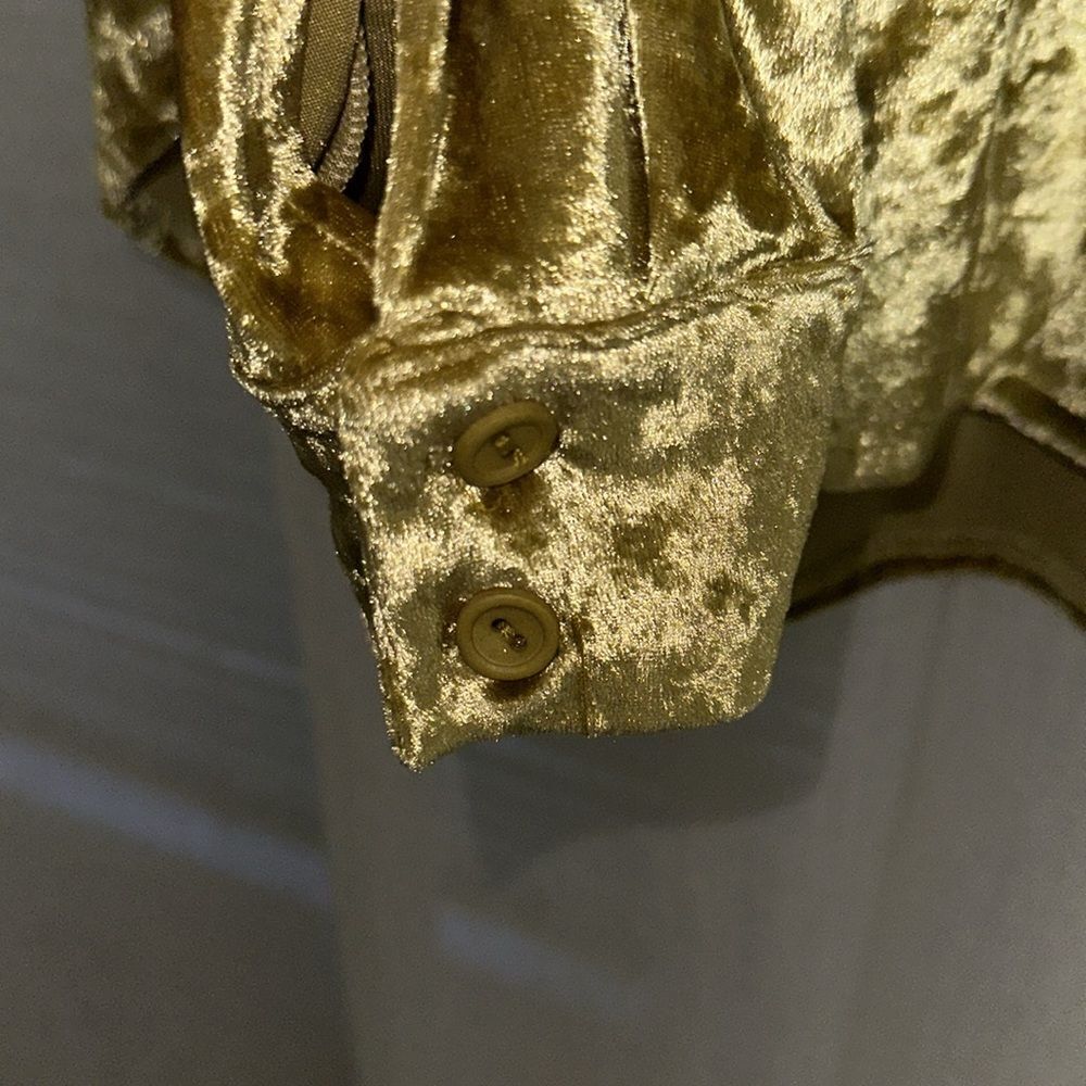 AMADI X Anthro XS Gold Crushed Velvet Long Sleeve Relaxed Fit Top - Picture 11 of 15